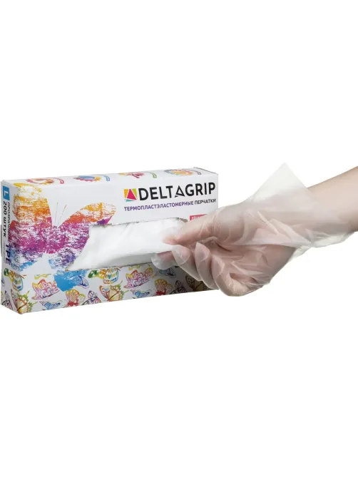 Перчатки одноразовые DELTAGRIP TPE цвет прозрачный 200шт/уп р.L ПС