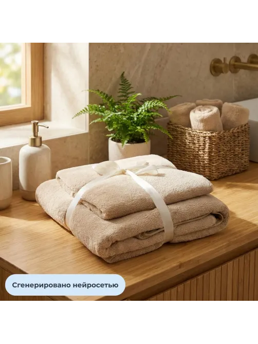 Набор полотенец махровых Luscan 300г/м2, 35x75/70x140 см бежевый