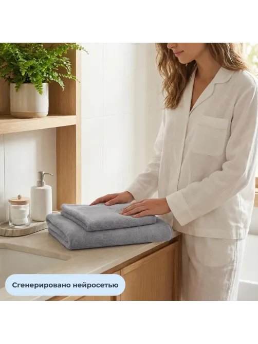 Набор полотенец махровых Luscan 300г/м2, 35x75/70x140 см серый