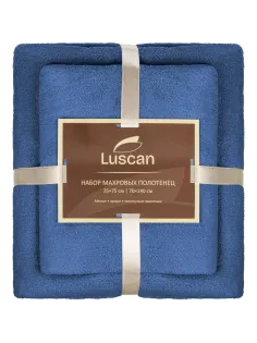 Набор полотенец махровых Luscan 300г/м2, 35x75/70x140 см синий