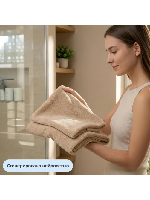 Набор полотенец махровых Luscan 300г/м2, 35x75/70x140 см бежевый