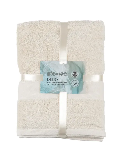 Полотенце махровое Делио Комус/аквасофт 550г/м2, 70x140, экрю