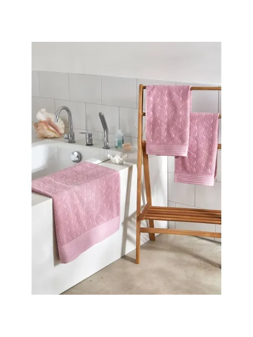 Полотенце махровое Комус банное бордюр Жаккард70х120см ,500 г/м2,Пепел розы