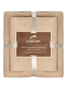 Набор полотенец махровых Luscan 300г/м2, 35x75/70x140 см бежевый