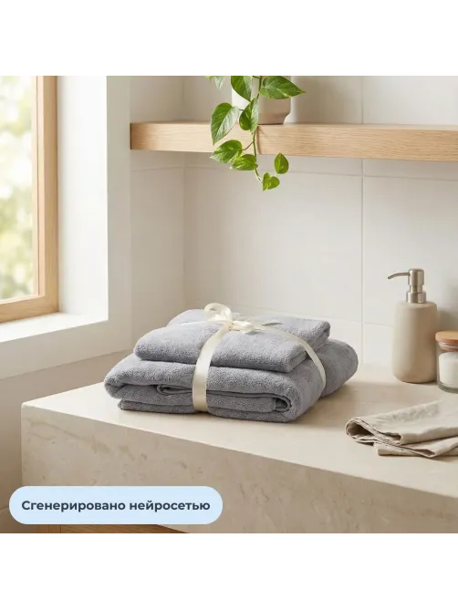 Набор полотенец махровых Luscan 300г/м2, 35x75/70x140 см серый