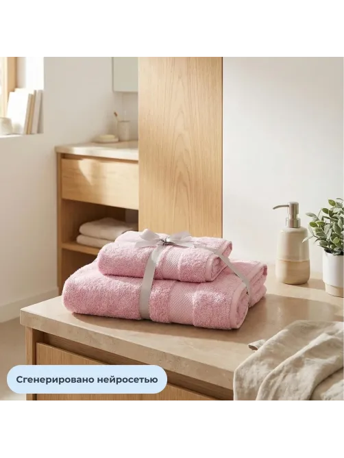 Набор полотенец махровых Luscan/бордюр 450г/м2, 50x90/70x140, розовый
