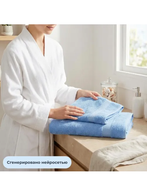 Набор полотенец махровых Luscan/бордюр 450г/м2, 50x90/70x140, голубой