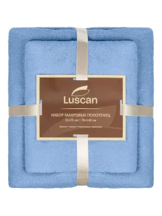 Набор полотенец махровых Luscan 300г/м2, 35x75/70x140 см голубой