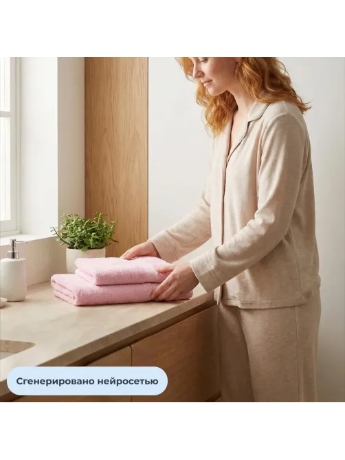 Набор полотенец махровых Luscan/бордюр 450г/м2, 50x90/70x140, розовый
