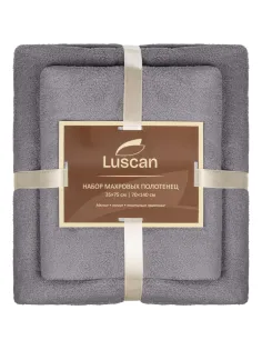 Набор полотенец махровых Luscan 300г/м2, 35x75/70x140 см серый