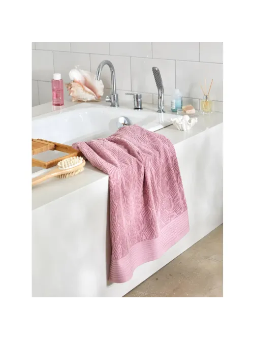 Полотенце махровое Комус банное бордюр Жаккард70х120см ,500 г/м2,Пепел розы