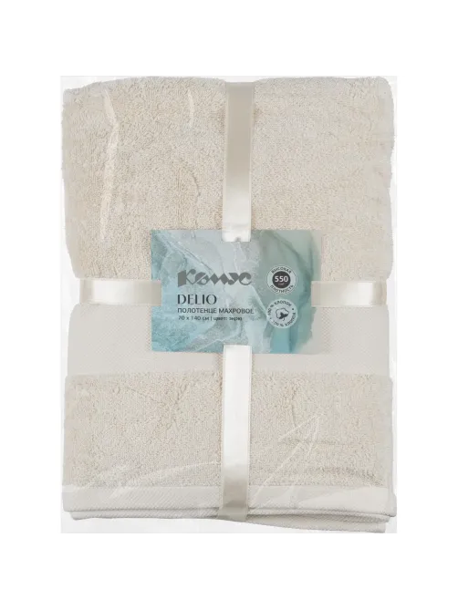 Полотенце махровое Делио Комус/аквасофт 550г/м2, 70x140, экрю