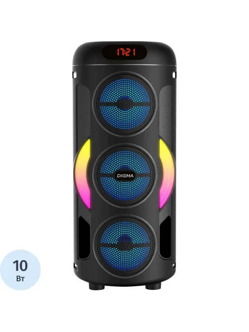 Акустическая система Digma D-MC1721 черный 10Вт/FM/USB/BT/micro SD