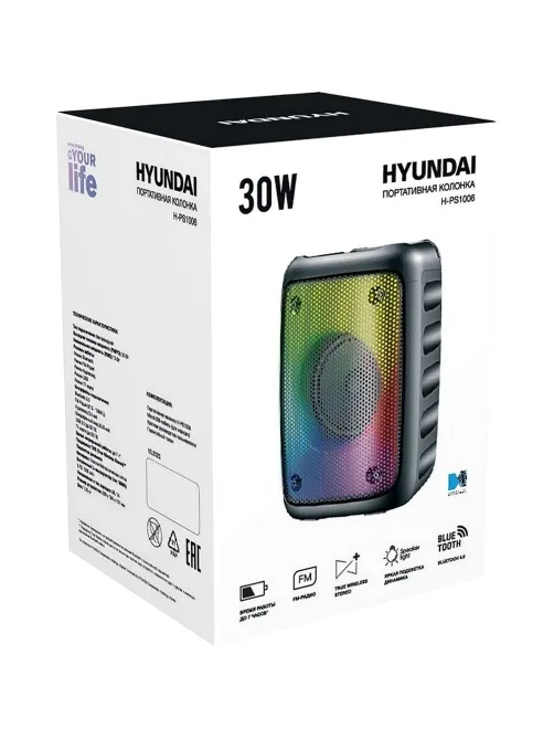 Акустическая система Hyundai H-PS1006 черный 30W 1.0 BT 10м 1500mAh