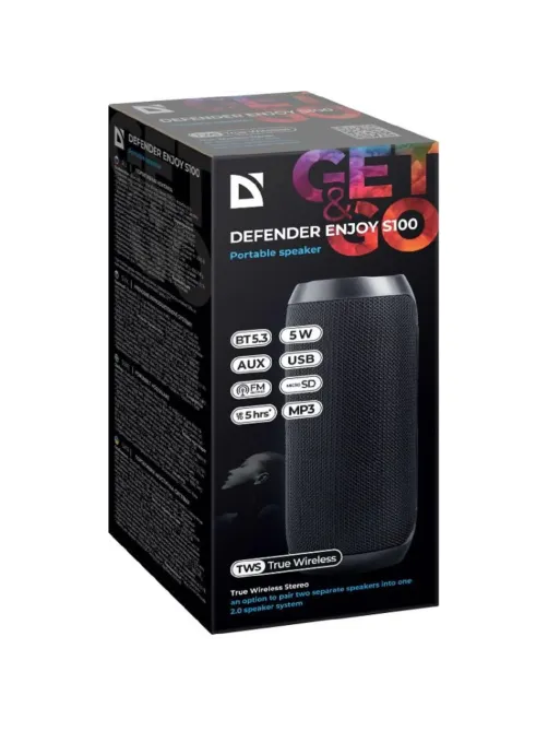Акустическая система Defender Enjoy S100, 5Вт, BT/FM/USB/TF/AUX/TWS (65101)