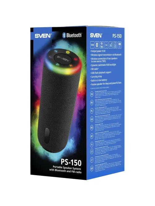 Акустическая система SVEN PS-150,чер,2.0,2x5Вт(RMS),TWS,BT,FM,USB,встр акк