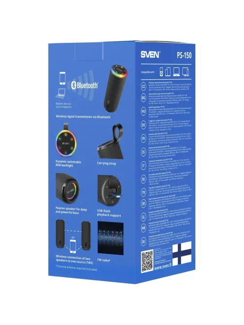 Акустическая система SVEN PS-150,чер,2.0,2x5Вт(RMS),TWS,BT,FM,USB,встр акк