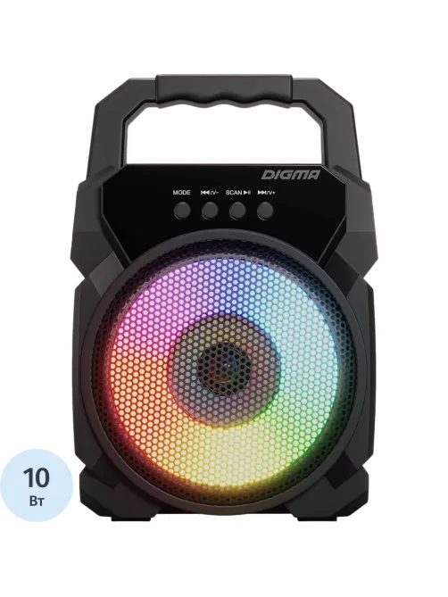 Портативная акустика Digma D-PS1500 черный 10W 1.0 BT 10м 500mAh (SP1500B)