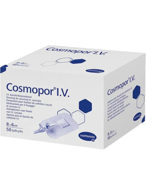 Повязка д/фикс.катетера 8х6см  50шт/уп COSMOPOR I.V. 9008055