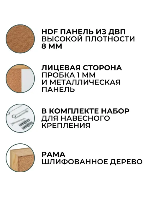 Доска комбинированная для информации пробк/магн-маркерн Attache 45x60