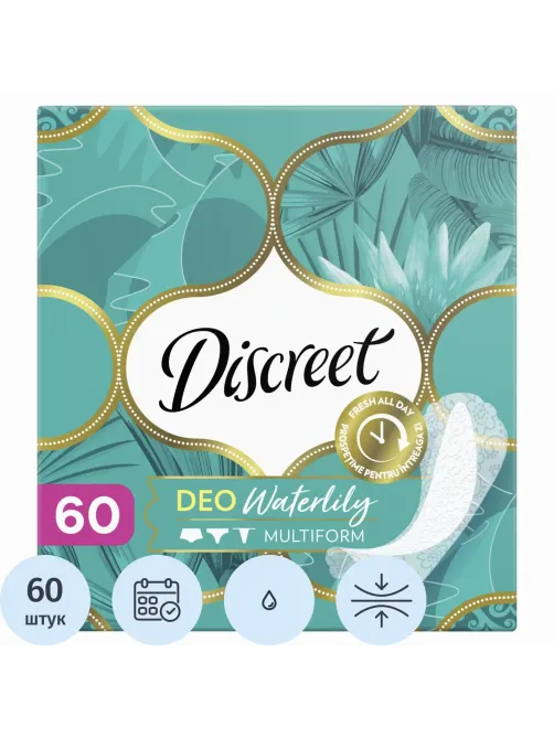 Прокладки гигиенические DISCREET Deo Water Lily Multiform Trio, 60шт/уп