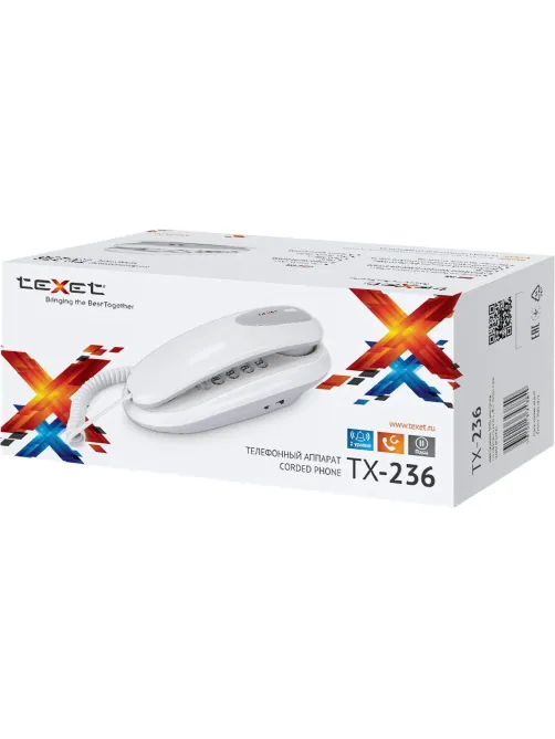 Телефон проводной teXet TX-236 светло-серый