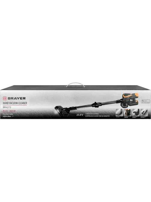 Пылесос BRAYER 4273BR,вертикальный,350Вт,BLDCмотор,всасыв23кПа,0,8л,3реж