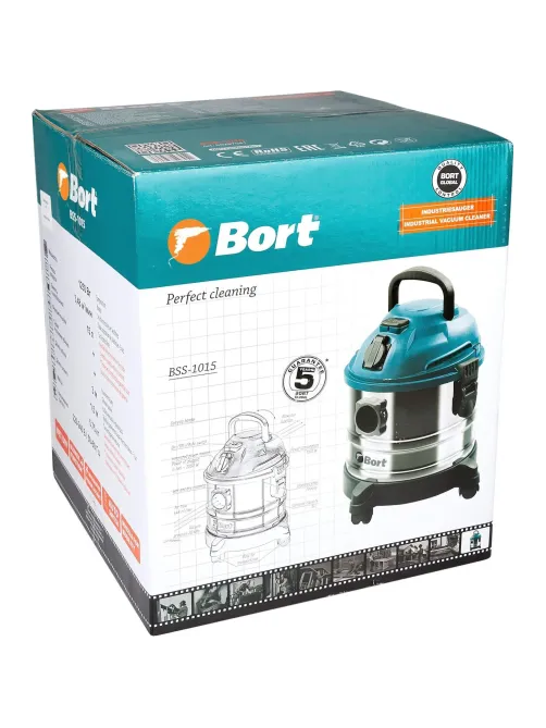 Пылесос строительный BORT BSS-1015, 1250Вт, 15л, сух/влаж уборка (98297041)