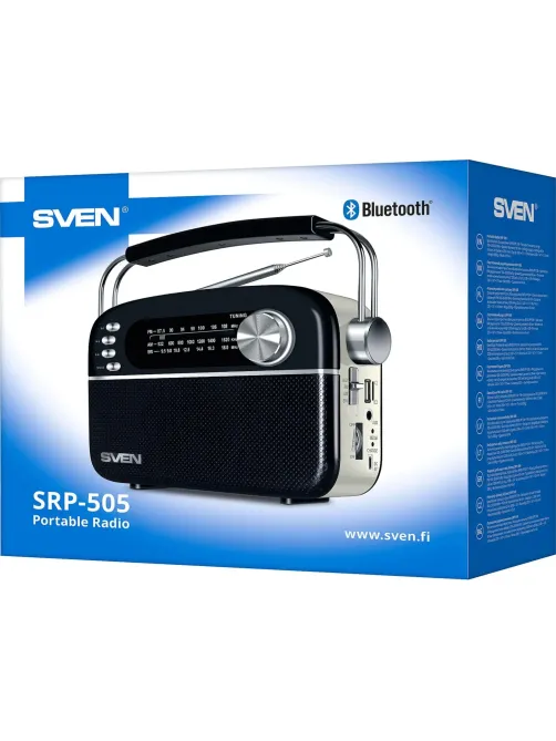 Радиоприемник Sven SRP-505, 3Вт, Bluetooth, FM/AM/SW/USB/microSD/AUX, аккум