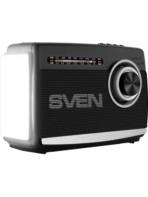 Радиоприемник Sven SRP-155, чёрный, BT/FM/AM/SW/USB/microSD, фонарь, аккум