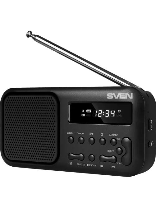 Радиоприемник Sven SRP-50, 3Вт, BT/FM/USB-C, будильник, встр аккум