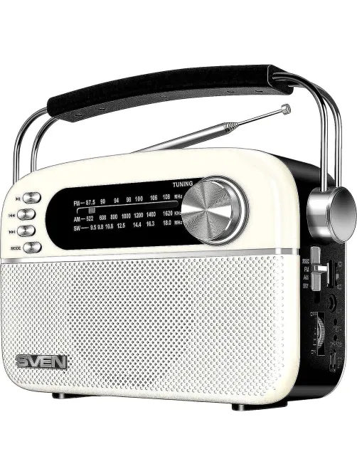 Радиоприемник SVEN SRP-505, белый, 3 Вт (RMS), Bluetooth, FM/AM/SW, USB