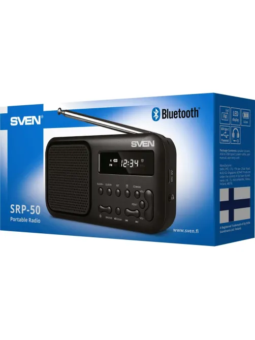 Радиоприемник Sven SRP-50, 3Вт, BT/FM/USB-C, будильник, встр аккум