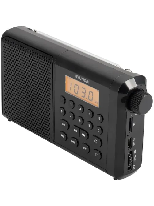 Радиоприемник Hyundai H-PSR115 черный USB microSD