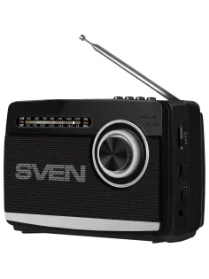 Радиоприемник Sven SRP-155, чёрный, BT/FM/AM/SW/USB/microSD, фонарь, аккум