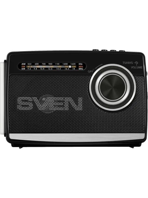 Радиоприемник Sven SRP-155, чёрный, BT/FM/AM/SW/USB/microSD, фонарь, аккум