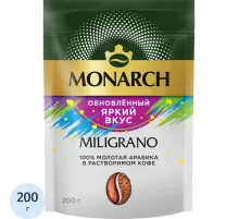 Кофе растворимый Monarch Милиграно с молотым, пакет 200г