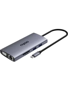 Разветвитель USB RAPOO 10в1 USB-C-PD+HDMI+USB+SD,TF+RJ45+VGA+A XD101-SGRY