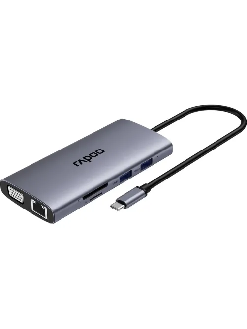 Разветвитель USB RAPOO 10в1 USB-C-PD+HDMI+USB+SD,TF+RJ45+VGA+A XD101-SGRY