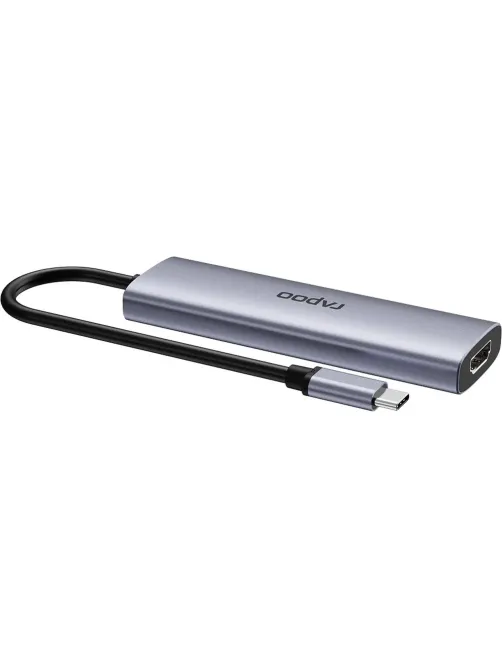 Разветвитель USB RAPOO 5в1 USB-C toPD+HDMI+2xUSB3.0,C сереб(13240)XD51-SGRY