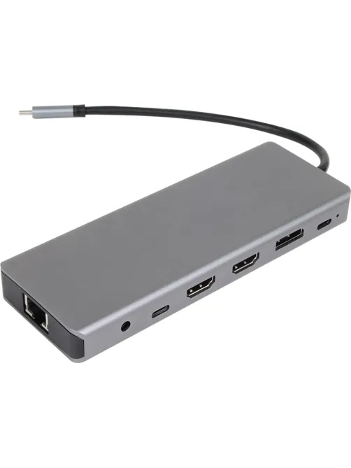 Концентратор VCOM TypeC/(2xHDMI+DP)4Kx60Hz 3xUSB3.0 TC USB2.0 RJ45 CU4706