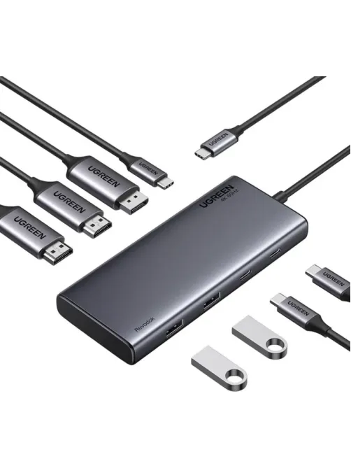 Разветвитель USB Ugreen CM639(35625)8in1 4K@60Hz USB-C/USB-A/HDMI/DP/PD сер