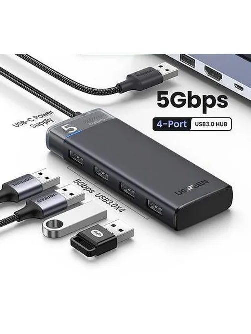 Разветвитель USB UGREEN CM653 (15548) 4-Port USB-A Hub, черный