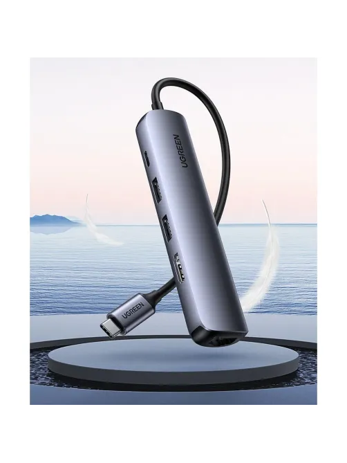 Разветвитель USB Ugreen CM417 (20197) USB-C to 4xUSB 3.0+HDMI, серый