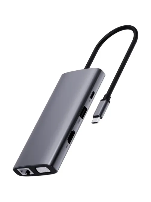 Разветвитель USB RAPOO 10в1 USB-C-PD+HDMI+USB+SD,TF+RJ45+VGA+A XD101-SGRY