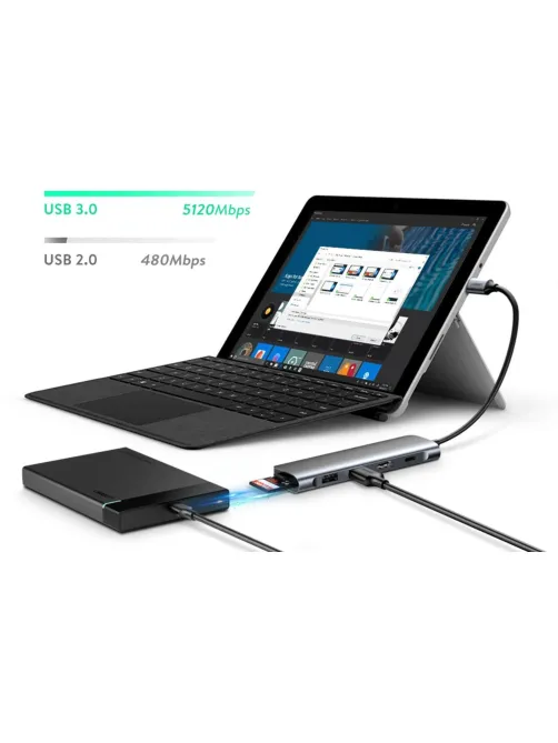 Разветвитель USB UGREEN 6 в 1 , HDMI, 2 x USB 3.0, SD/TF, PD (70411)