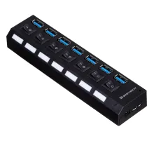 Разветвитель USB  HS006 выключатель/USB 3.0x7/черный