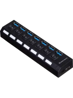 Разветвитель USB  HS006 выключатель/USB 3.0x7/черный
