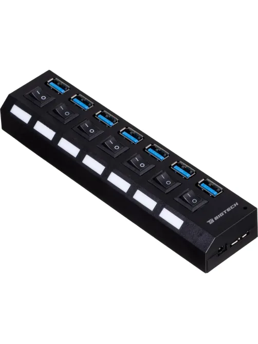 Разветвитель USB  HS006 выключатель/USB 3.0x7/черный