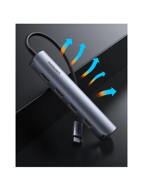 Разветвитель USB Ugreen CM417 (20197) USB-C to 4xUSB 3.0+HDMI, серый